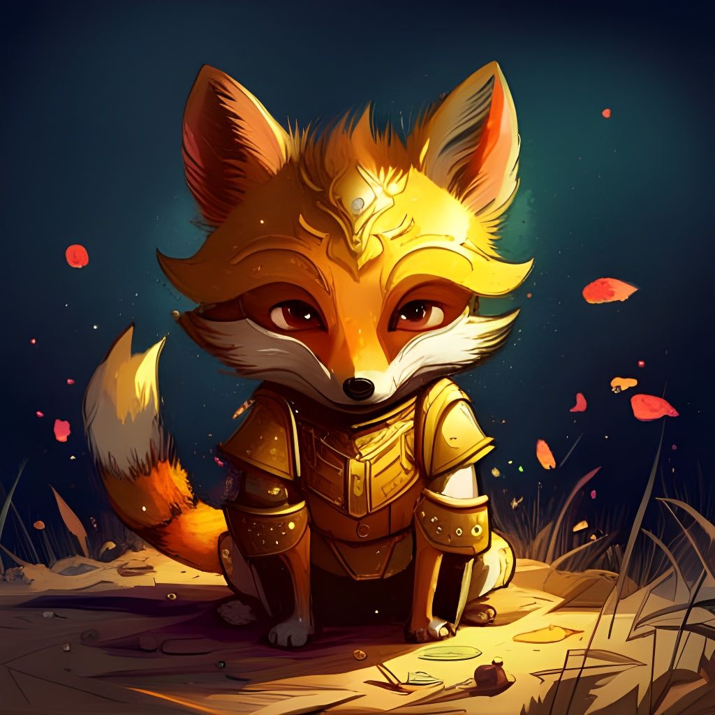 Golden Armored Fox Portrait in Ultra-Detailed Digital Art