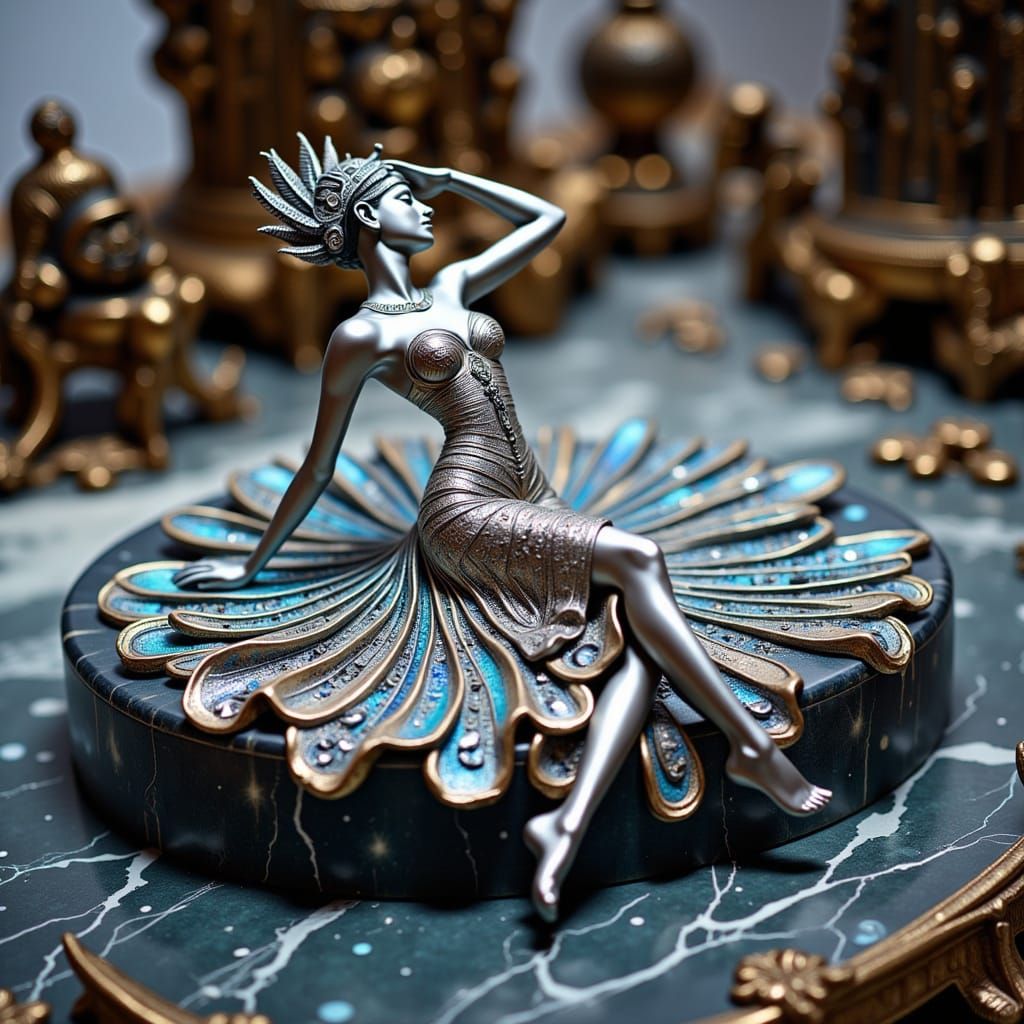 Platinum Dancer with Diamonds and Sapphires in a Glittering ...