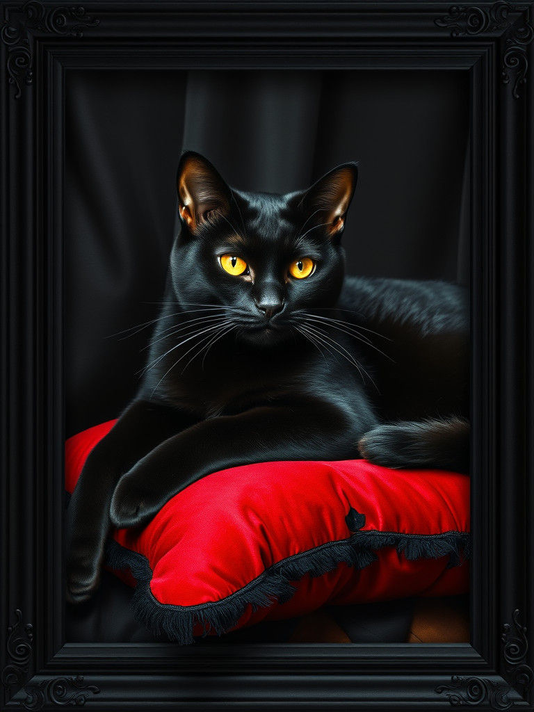 Sinister Portrait of a Black Cat