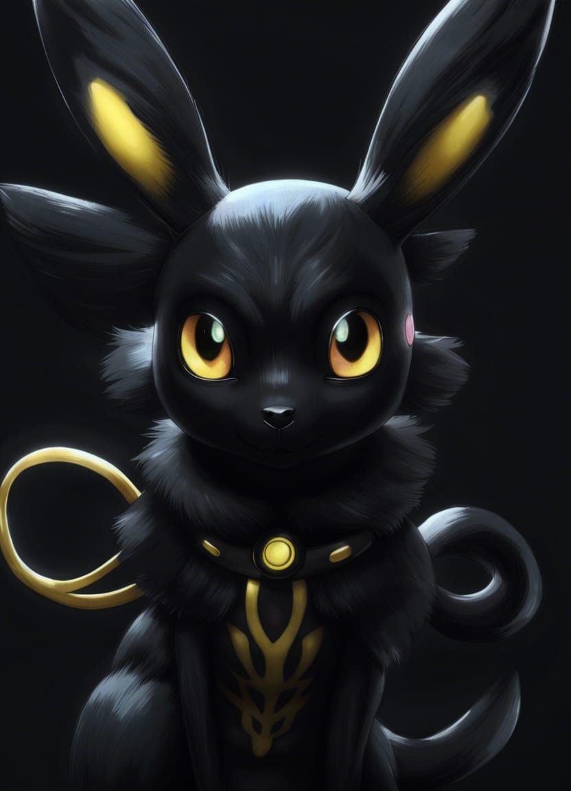 Umbreon Pokemon Humanoid in Ultra-Realistic Anime Style