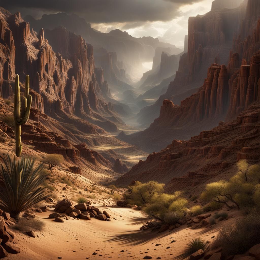 Epic Desert Canyon Digital Matte Painting