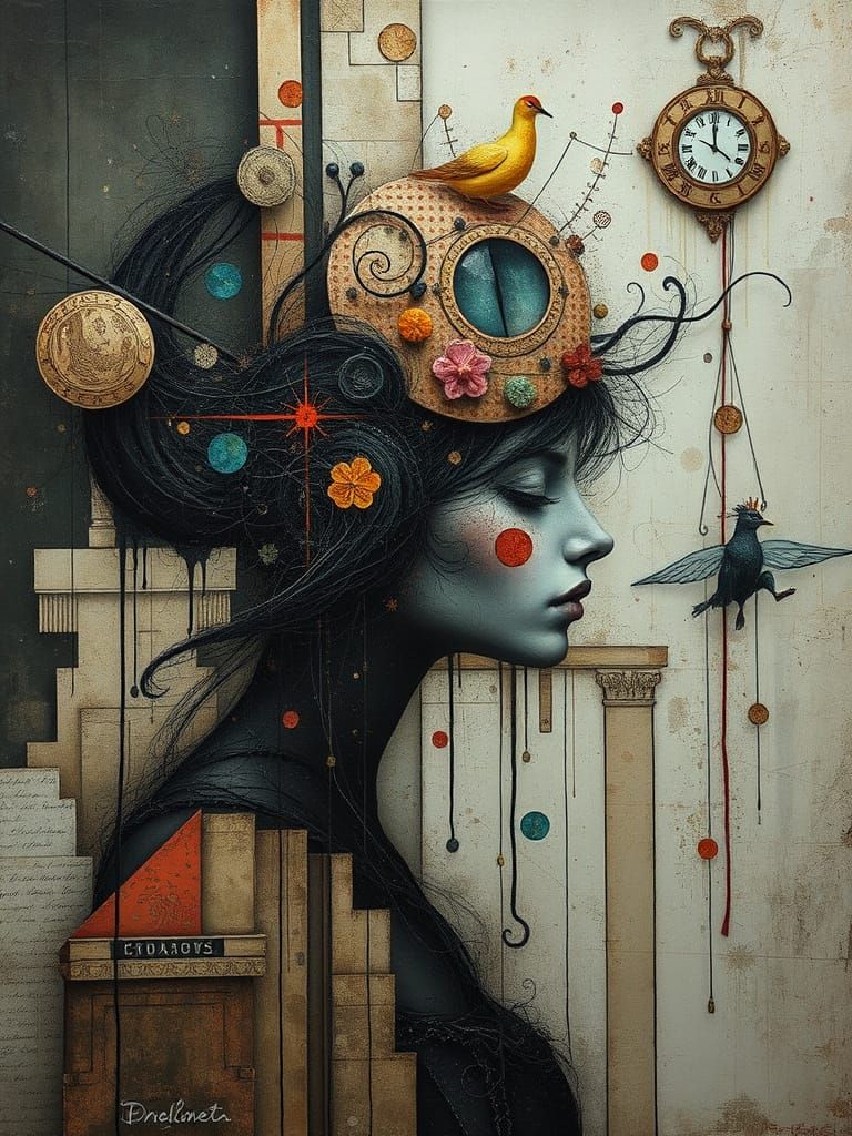 Fragile Melancholy: Mixed Media Art Mashup