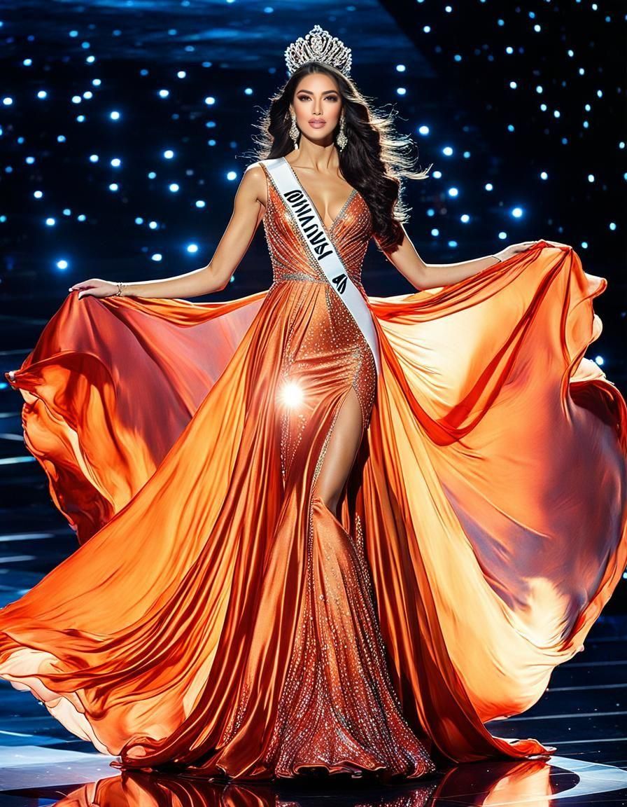 Miss Universe in Ethereal Starry Night Sky