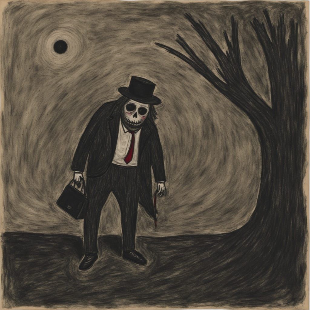 Dark Charcoal Art: Self-Destruction on a Birthday