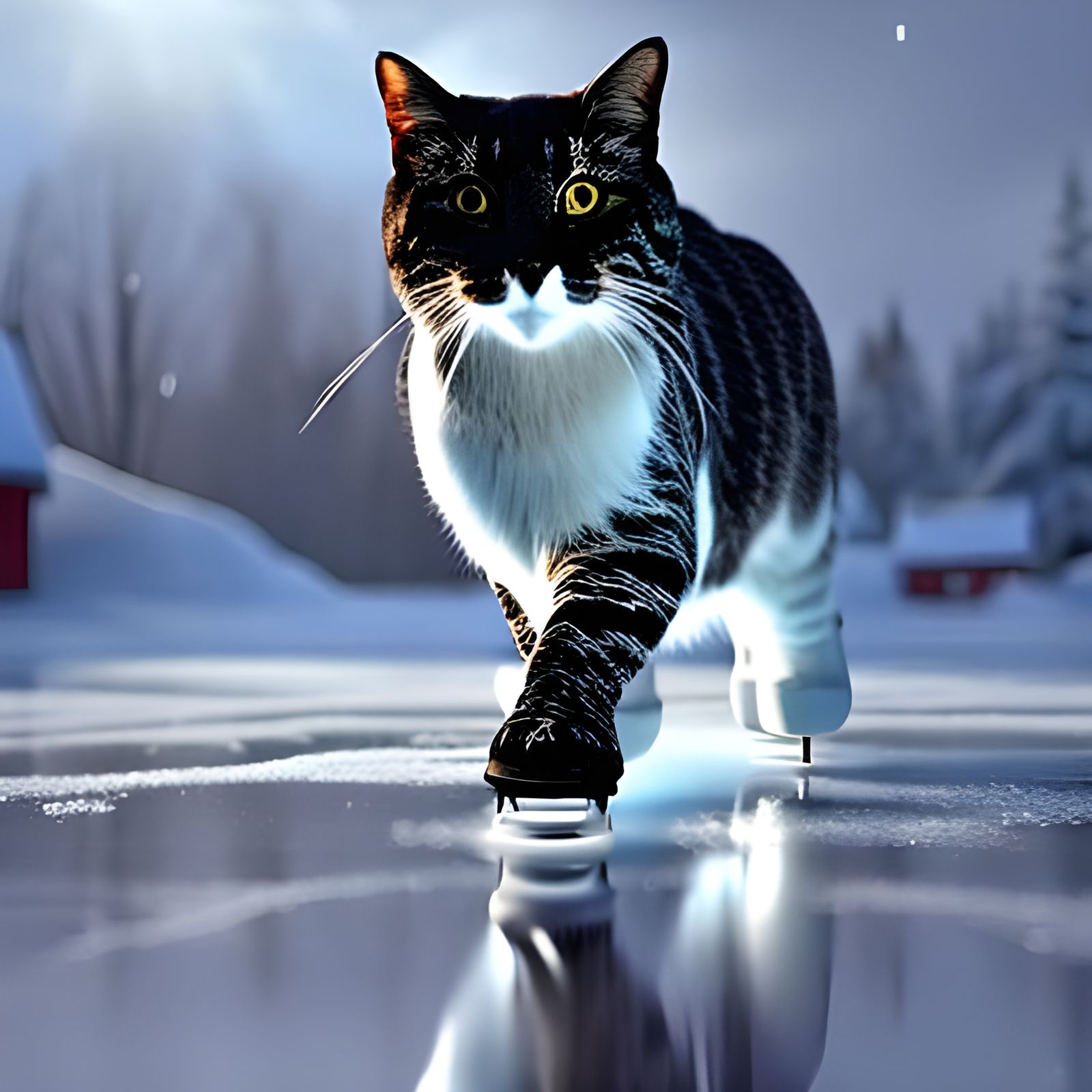 my cat wearing ice skates