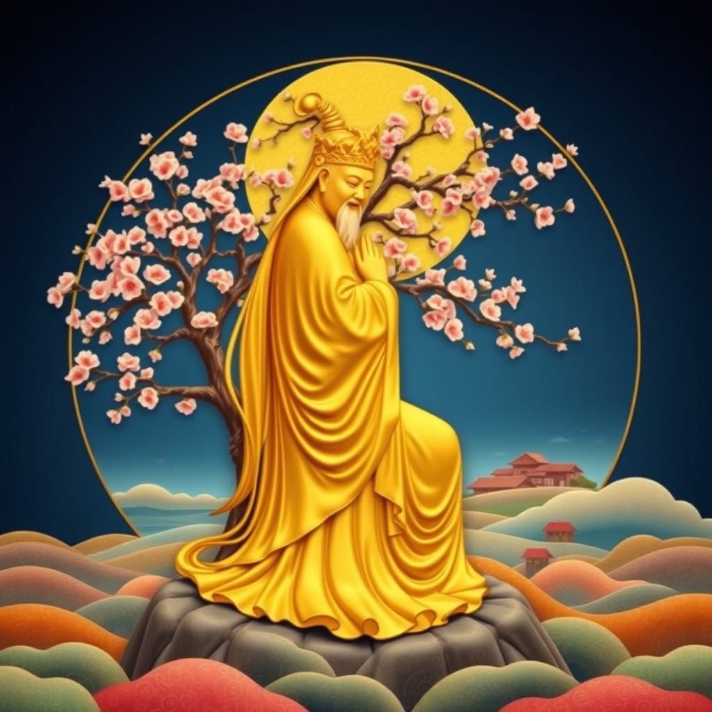 Golden Tranquility Illuminated Manuscript