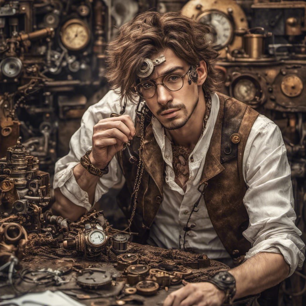 Steampunk Artificer in Hyper-Realistic Digital Illustration