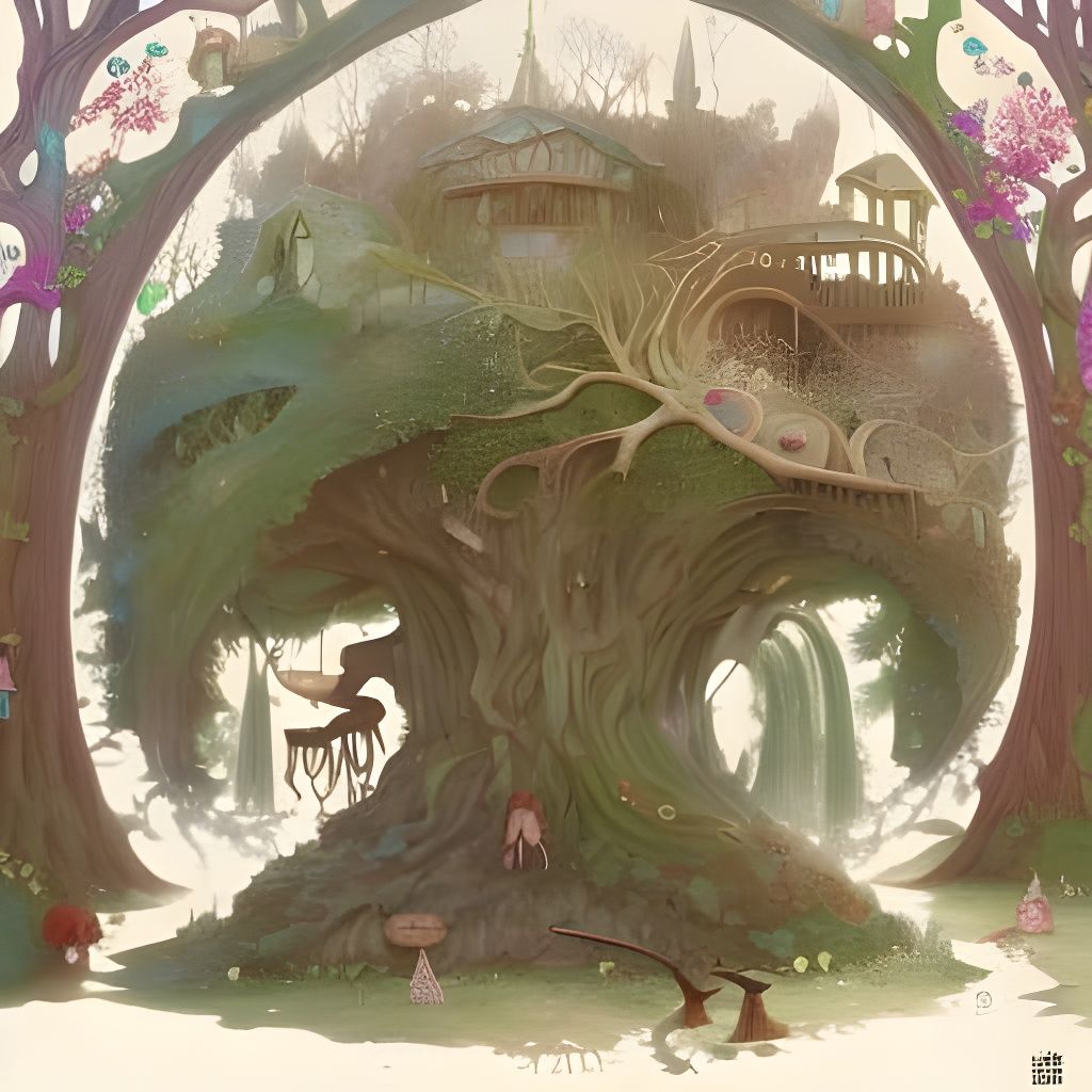 Fairy Tree of Life with Cottages