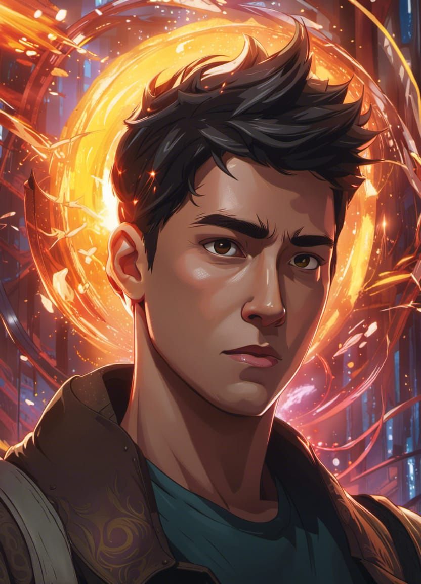 Young Man in Welding Mask, Anime Style