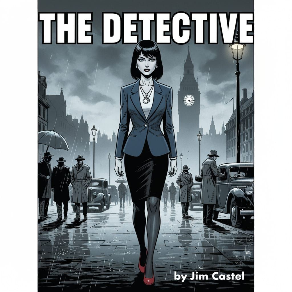 Film Noir Detective in London Street Scene