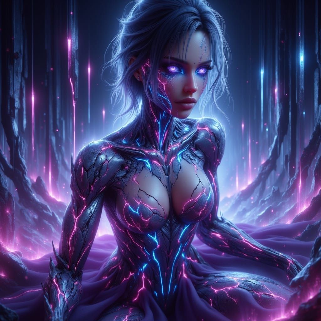 Iridescent Robotic Fairy Sits on Circuit Board