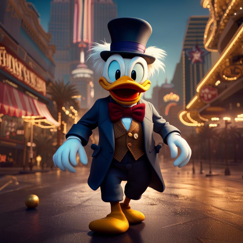 Scrooge McDuck in Las Vegas: Detailed Matte Painting