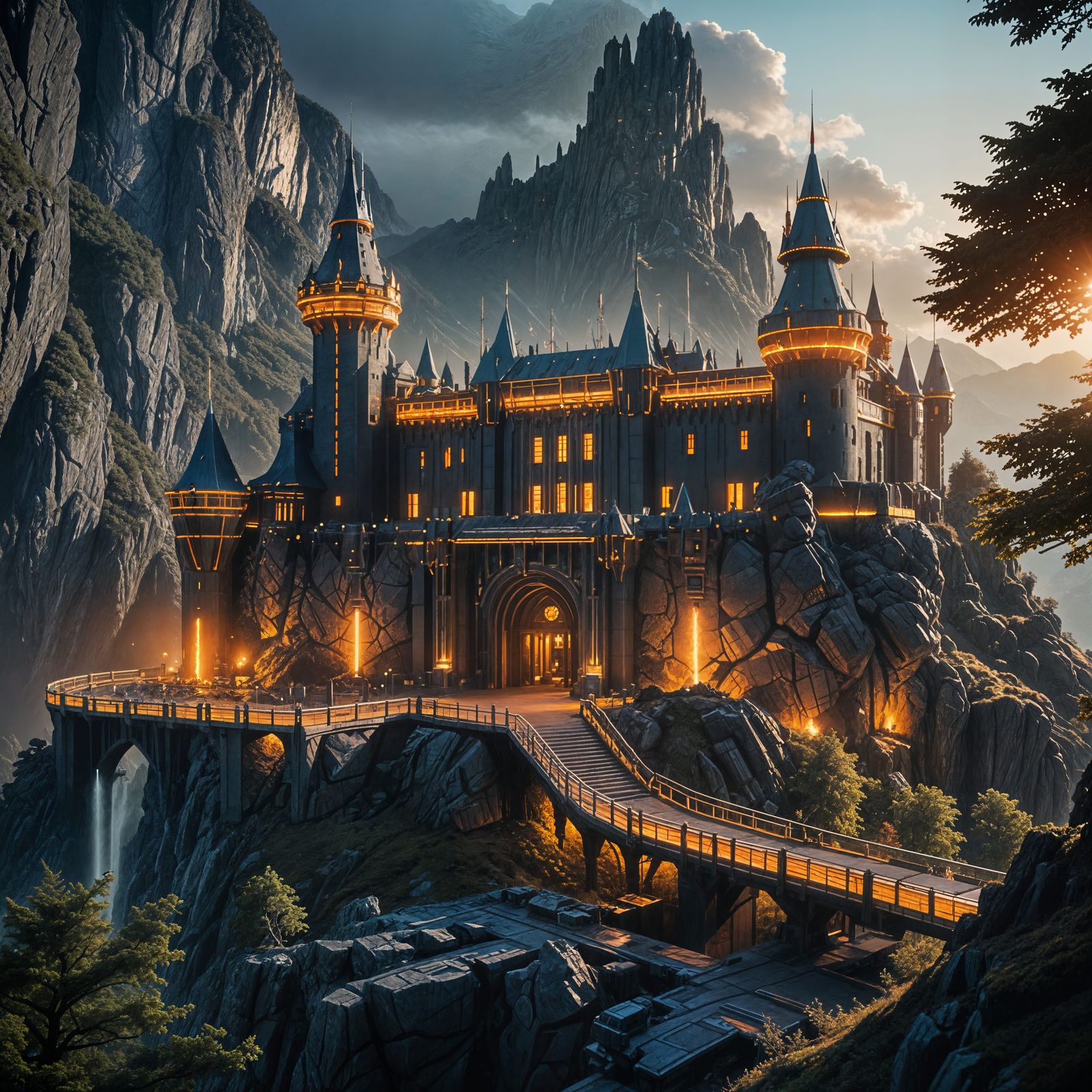 Epic Sci-Fi Castle Headquarters in Magical Mountain