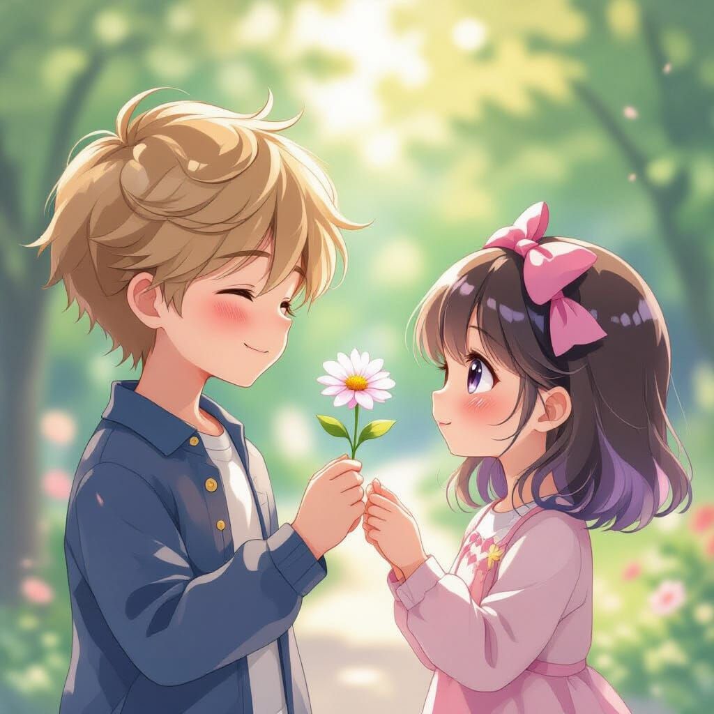 Romantic Flower Offering in Whimsical Style