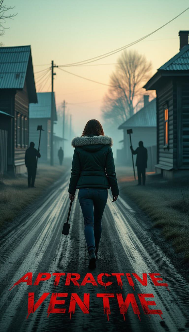 Eerie Woman Walks Down Russian Village Road