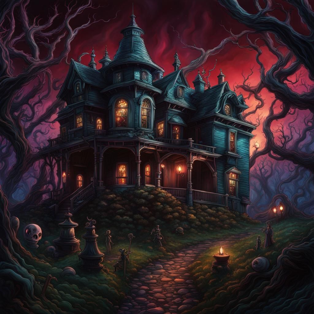 Sinister Witch's Hut in Tim Burton Style