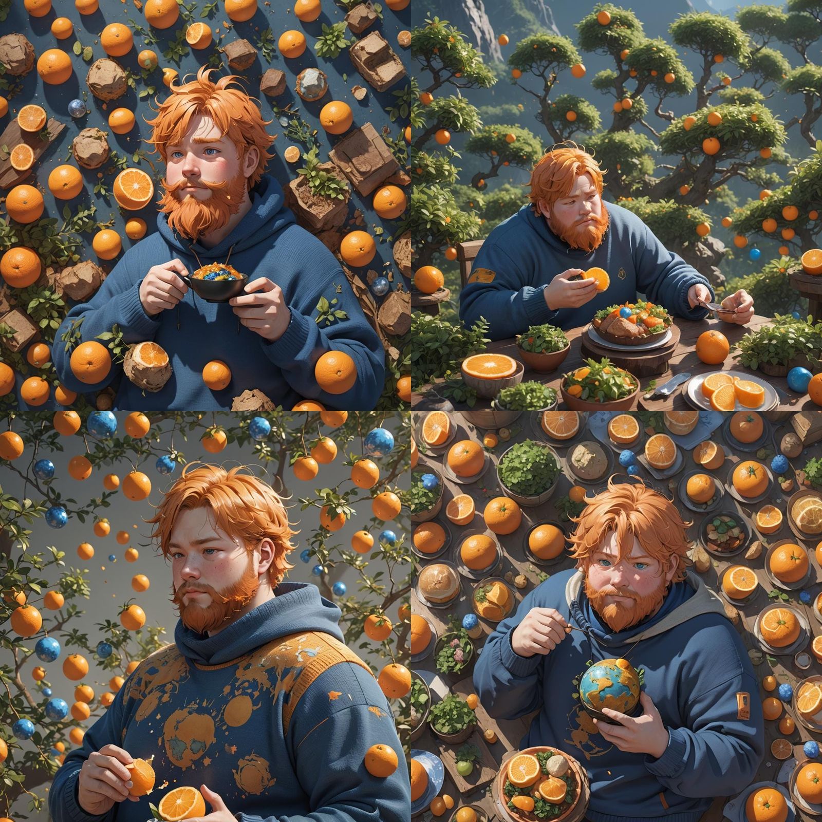 Orange Haired Man Eats Earth: 3D Anime Art