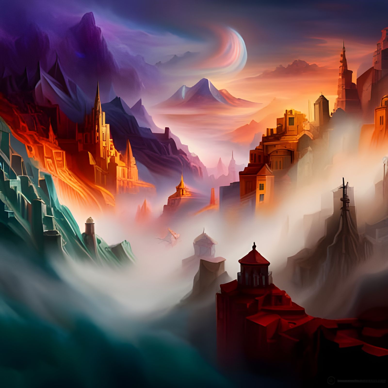 Abstract Origami Revolution in Detailed Matte Painting