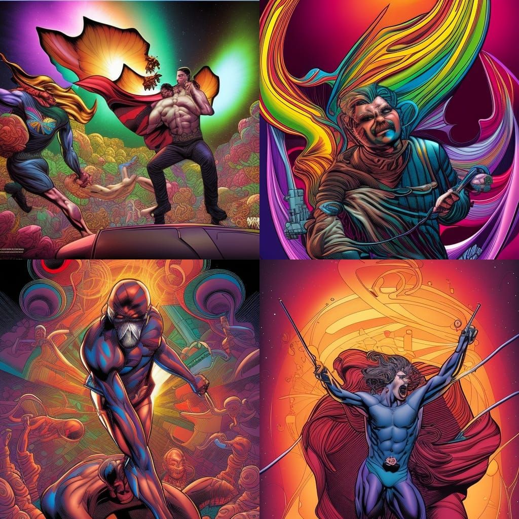 Rainbow Man in Comic Book Style