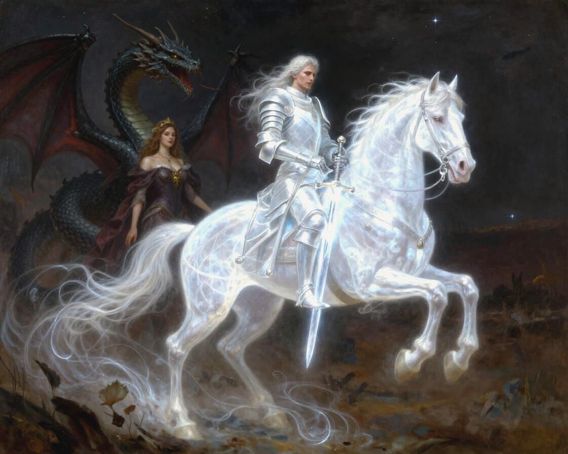 Knight and Dragon Princess in Dark Fantasy Art