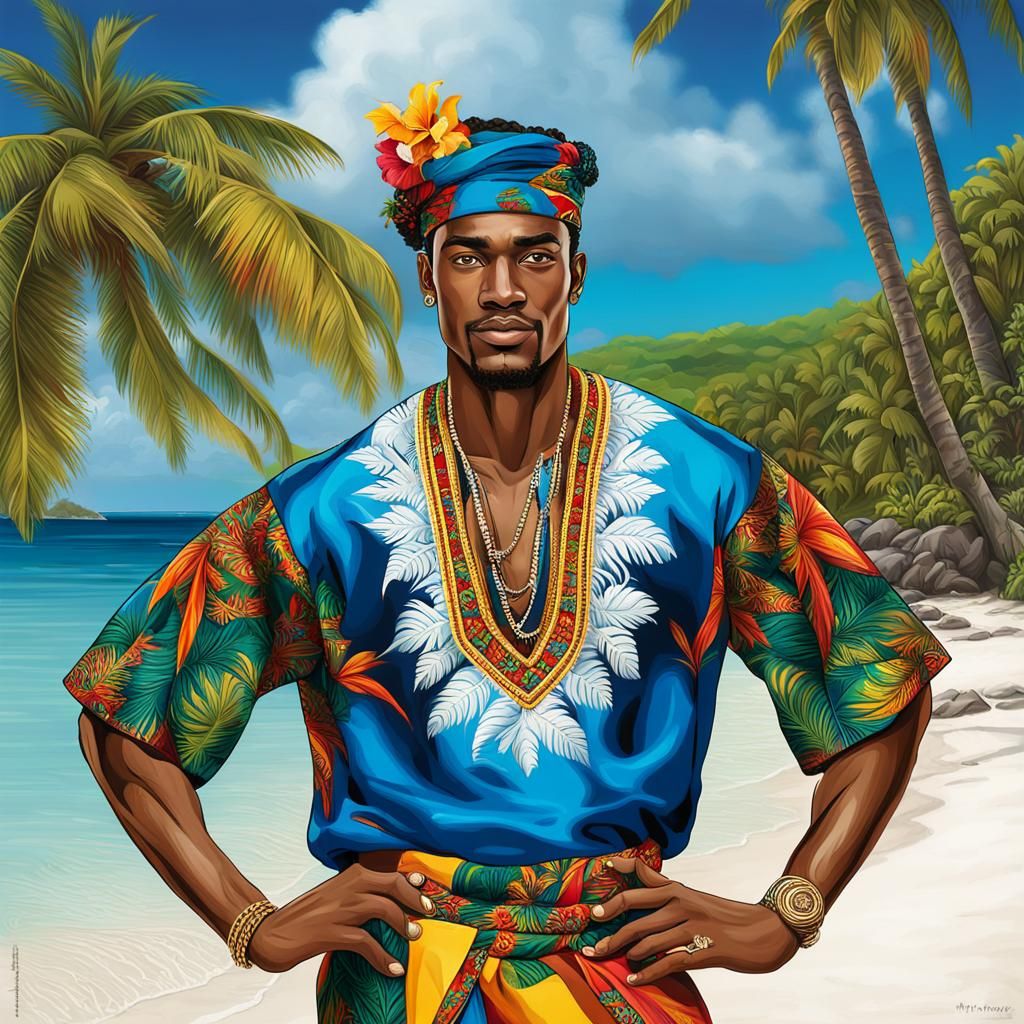 Antigua Man in Traditional Caribbean Dress