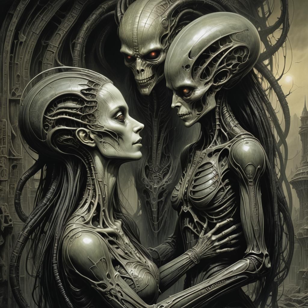 Lovecraftian Vampire Alien Seduction, Beksinski Art