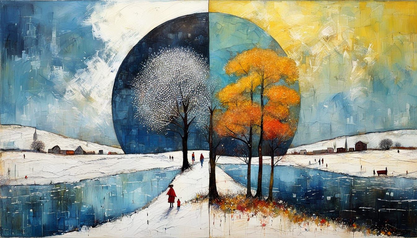 Transition from Summer to Winter Encaustic Painting