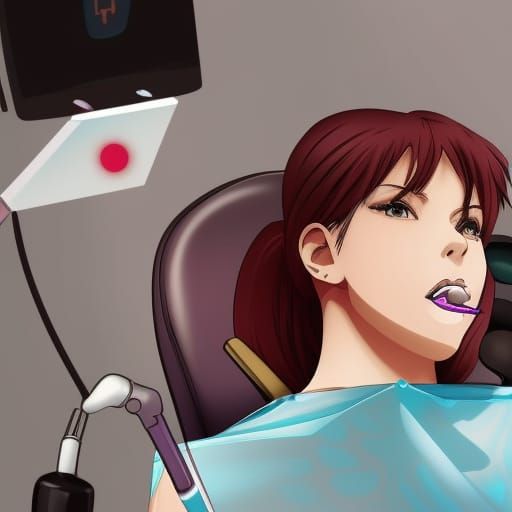 Anime-Style Woman at the Dentist