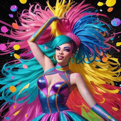 Charismatic Entertainer on Stage in Splash Art Style