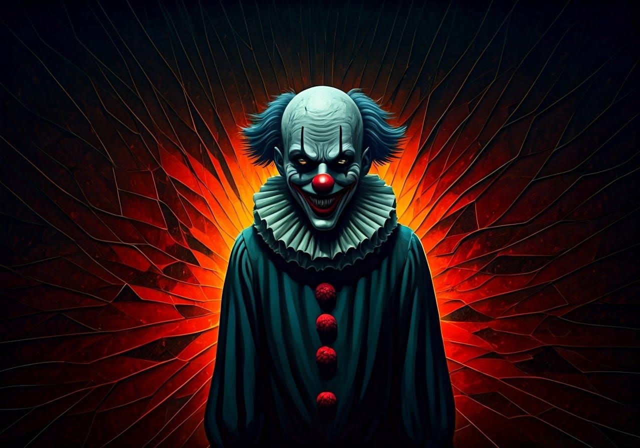 Distorted Clown in Hall of Mirrors: a Surreal Nightmare