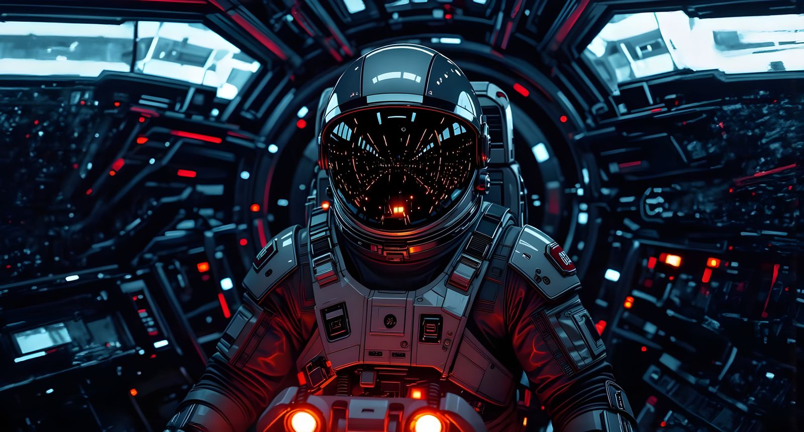 Astronaut Major Tom in Biomech Style in Deep Space