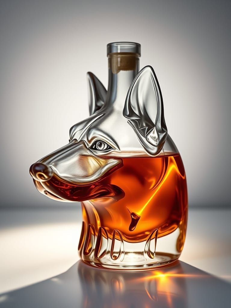 Surreal Glass Whiskey Bottle in Minimalist Style