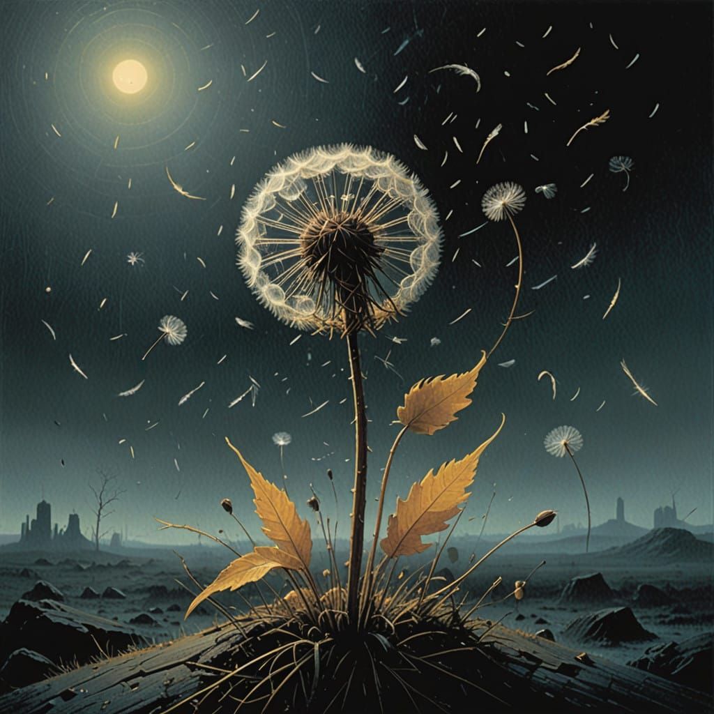 Golden Dandelion in Existential Despair
