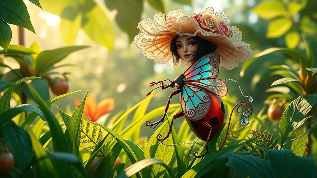 Elegant Ladybug in Tropical Rainforest Paradise