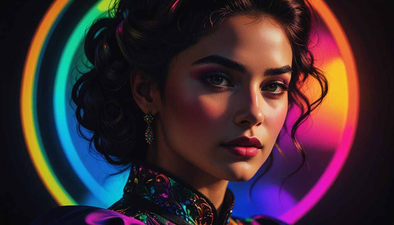 Neon-Infused Chiaroscuro Portrait in Caravaggio Style