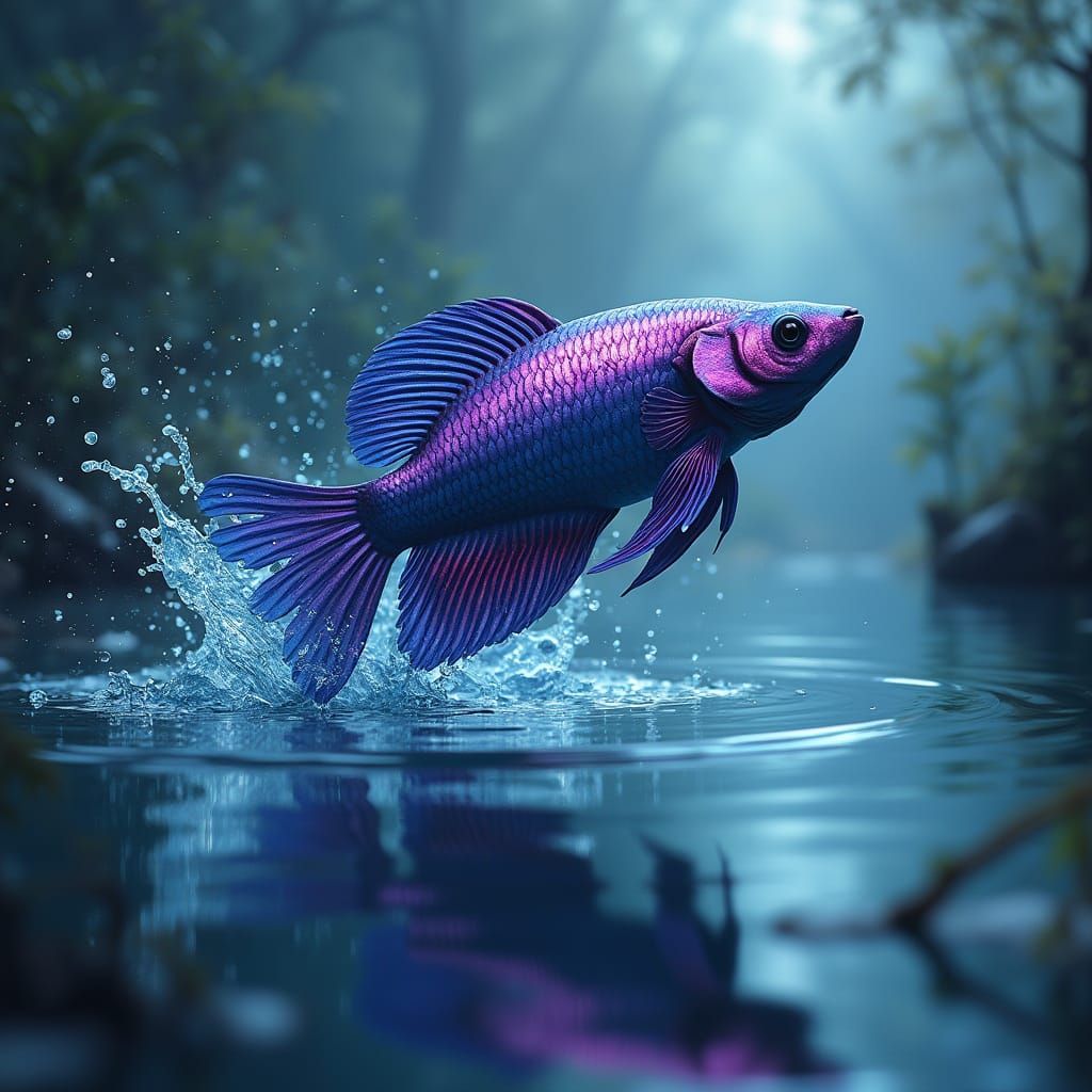 Majestic Beta Fish Leaps into Vibrant Splash Screen