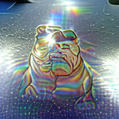 Fat sweaty bulldog stood in the Sun