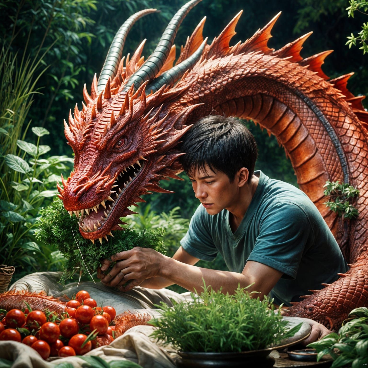 Caring for a Sick Red Dragon: 3D Anime Art