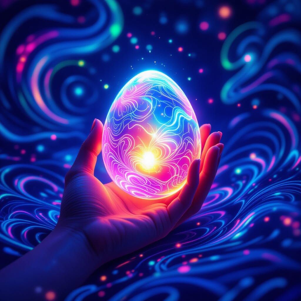 Iridescent Music Egg in Ethereal Digital Art