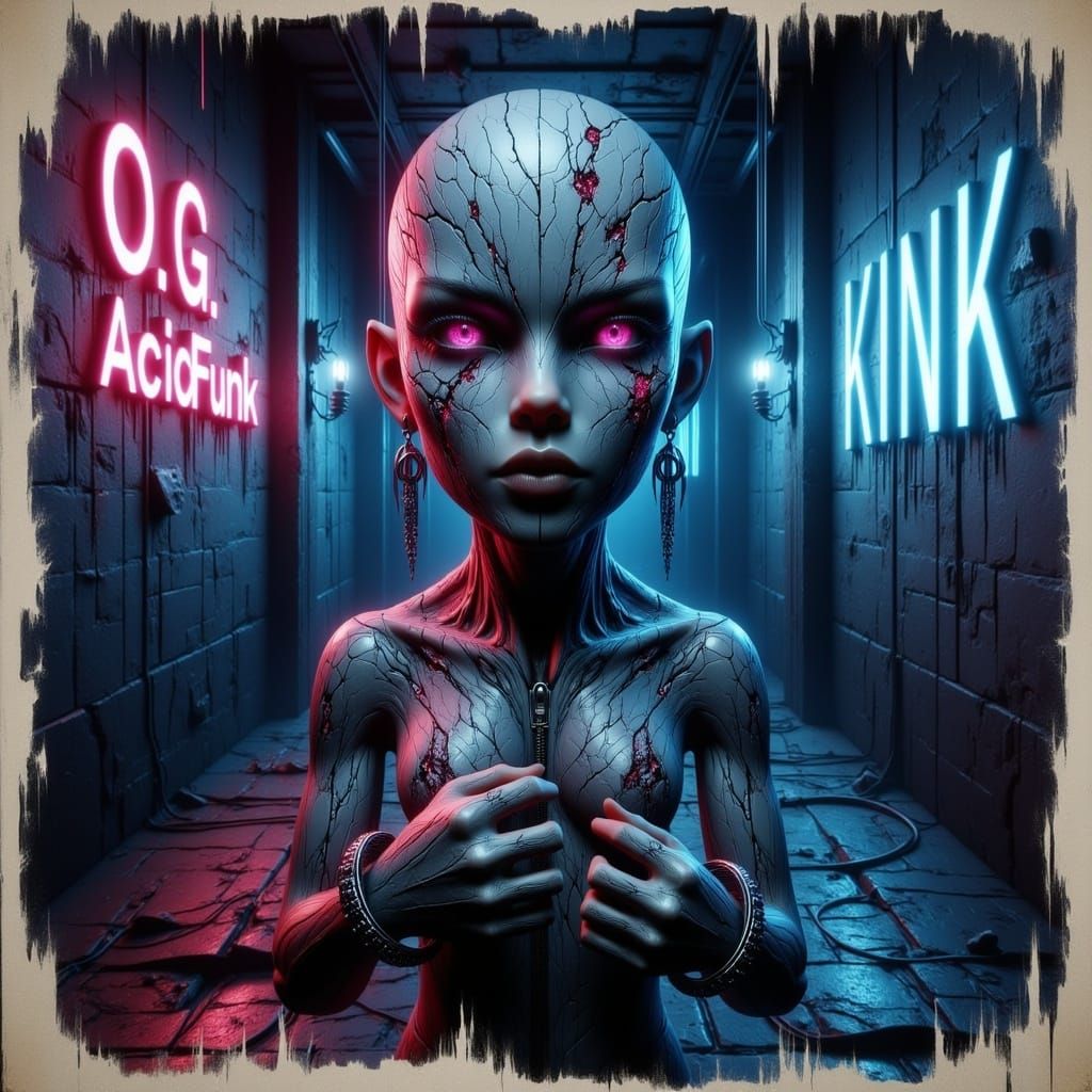 Vintage-Style Album Cover with Surrealist Landscape and Retr...