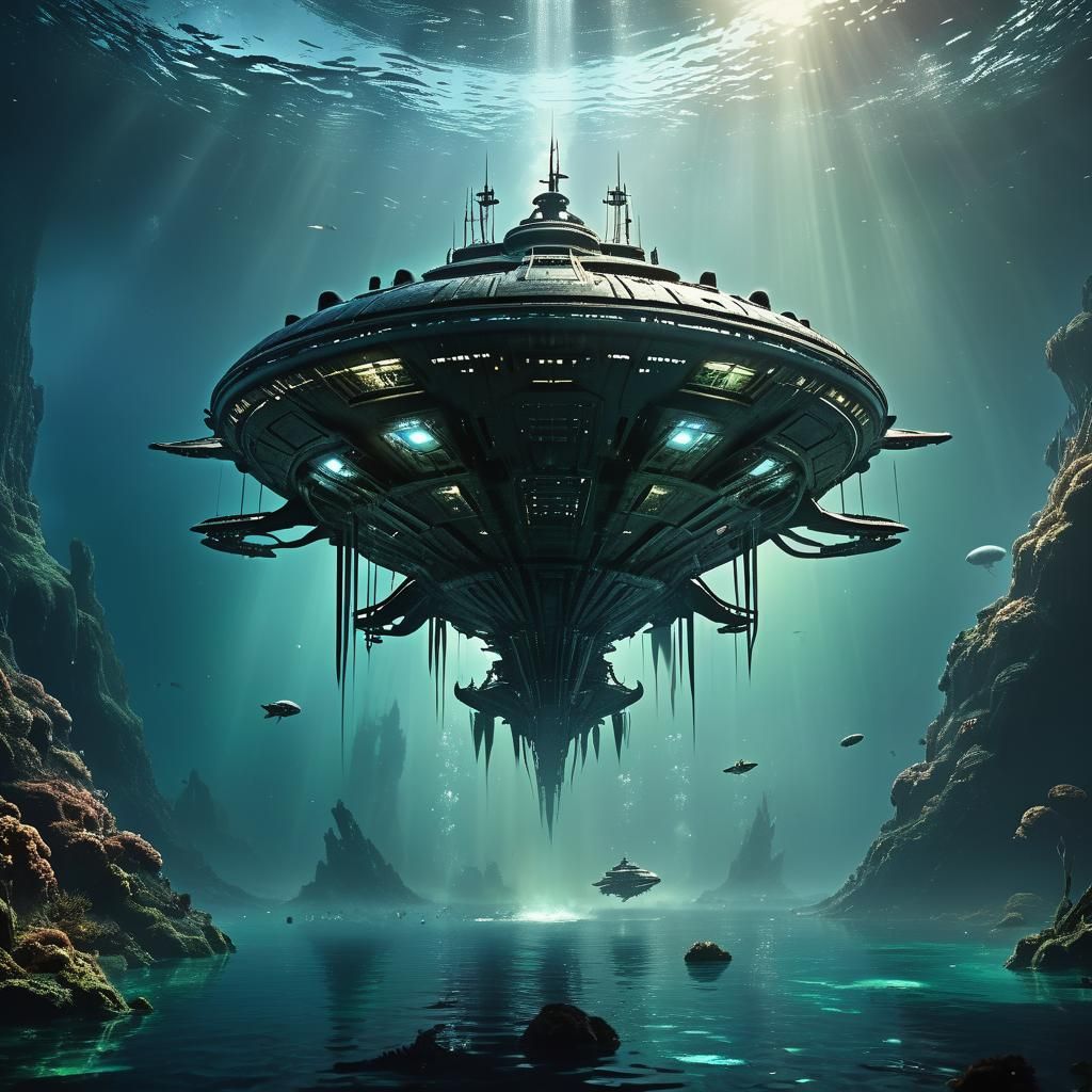 Underwater Alien Ship: Epic Digital Matte Painting