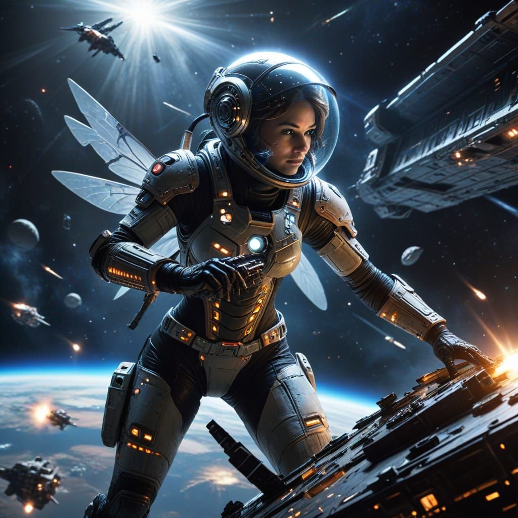 Fairy Mechanic Fixes Spaceship During Space Battle