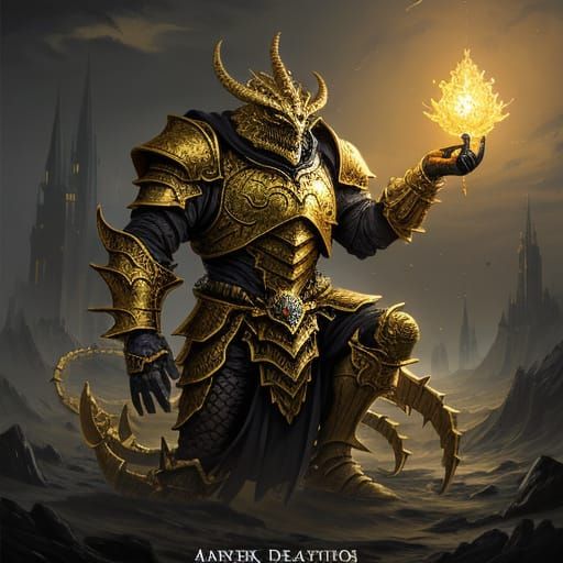 Golden Kracken in Dark Fantasy Style