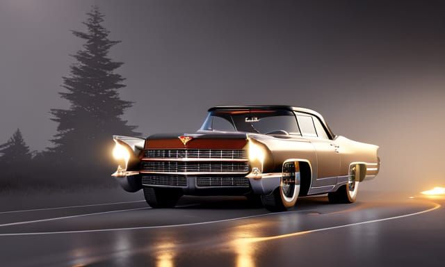 Black 1964 Cadillac in Dark Fantasy Concept Art