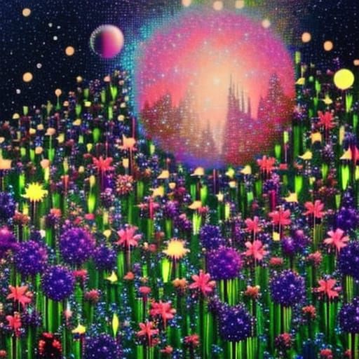 Pixelated surreal city