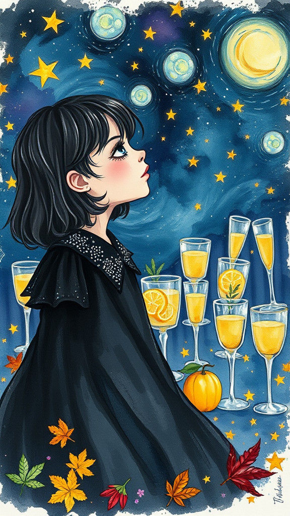 Goth Child's Dreamy Lemonade City in Watercolor