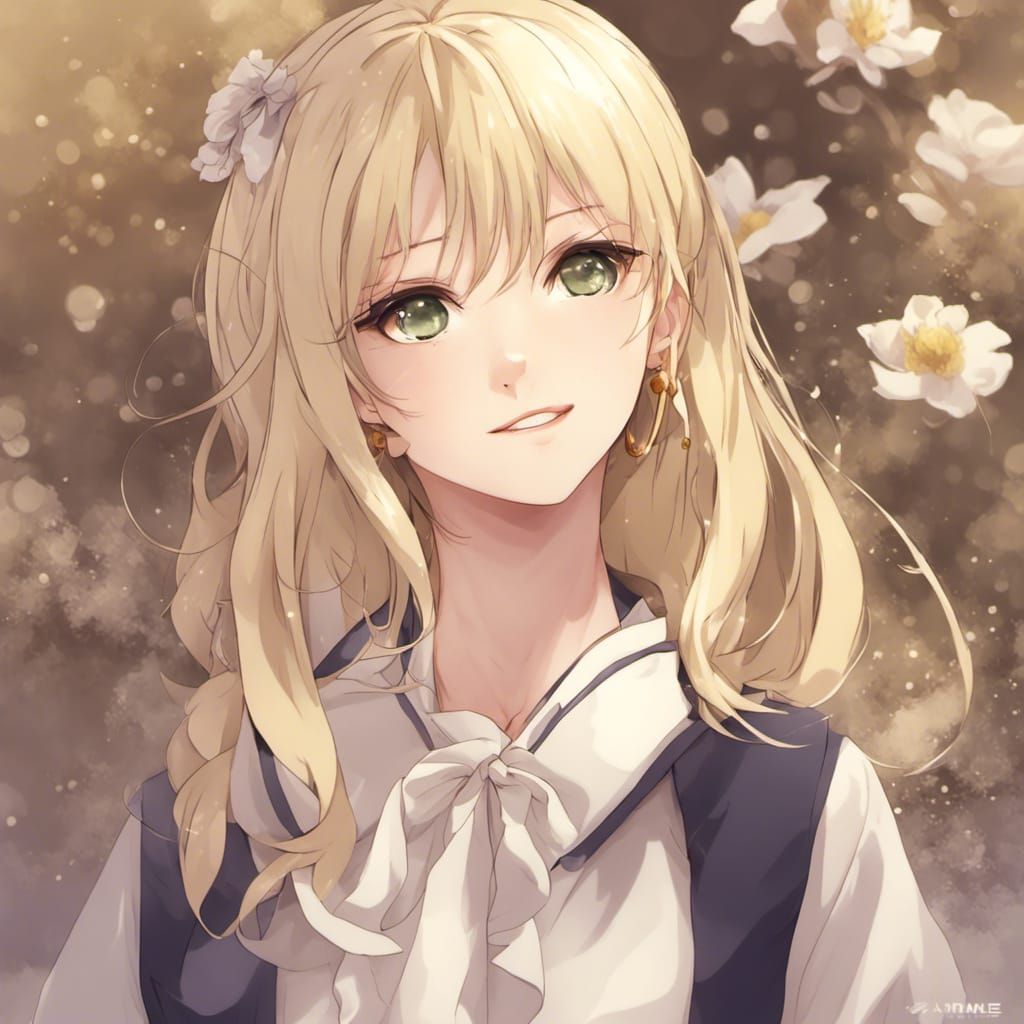 Beautiful Blonde Girl in Anime Manga Style