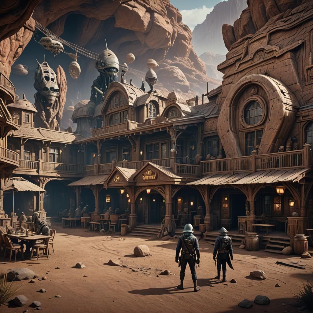 Alien Inn: A Matte Painting in Old West Style