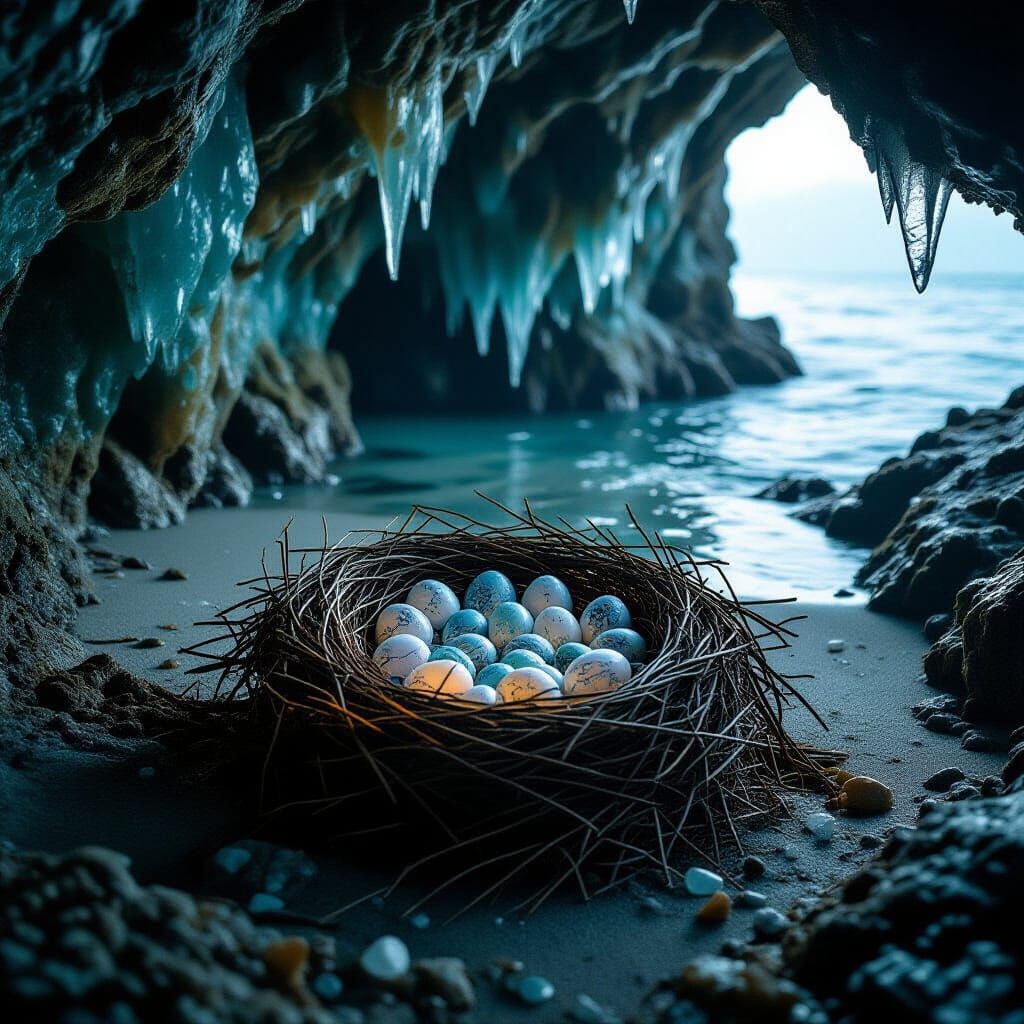 Crystal Nest of Tidewyrm Eggs in Hidden Cave