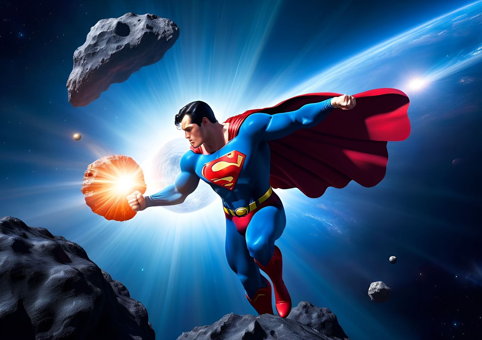 Superman Punches Asteroids Back into Space!